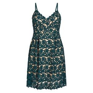 City Chic Emerald Green All Over Lace Fit & Flare Dress Size 20